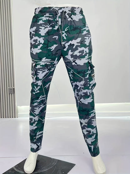 Multi Pocket Loose Fit Cargo Pants, Men's Casual Street Style Joggers with Drawstring for Spring Summer Outdoor Activities