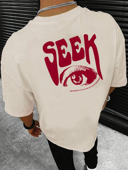 Eye Print, Men's Graphic Design Crew Neck Active T-shirt, Casual Comfy Tees Tshirts For Summer, Men's Clothing Tops For Daily Gym Workout Running