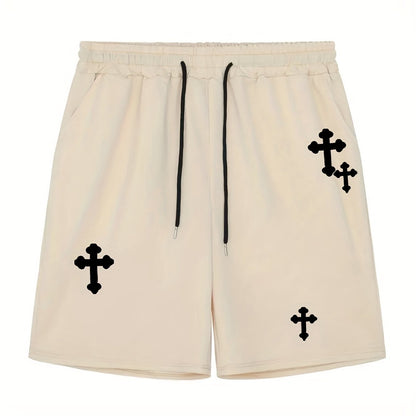 Stretchy Graphic Drawstring Shorts - Men's Comfortable Streetwear Pants for Casual Chic Style, Summer Fashion Outfits with Elastic Waistband and Relaxed Fit