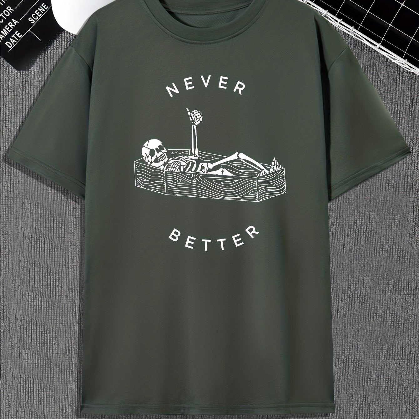 Funny Skeleton Print, Men's Graphic Design Crew Neck Active T-shirt, Casual Comfy Tees Tshirts For Summer, Men's Clothing Tops For Daily Gym Workout Running