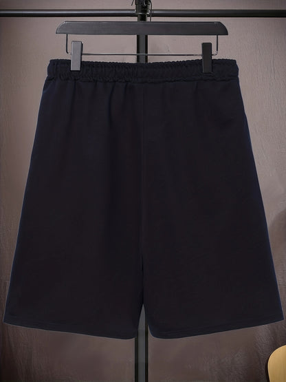 Men's Plus Size Drawstring Shorts - "MY BACK IS NOT A VOICEMAIL" Print, Oversized Black Sports Pants for Big and Tall, Elastic Waistband, Polyester, Casual Style for Spring/Summer, PLUS SIZE