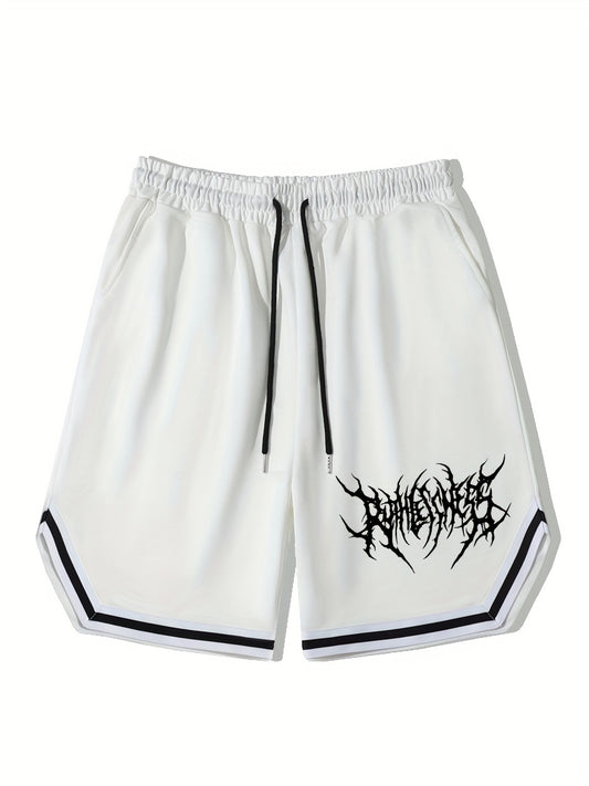 Men's Streetwear Shorts, Graphic Drawstring Stretchy Short Pants For Comfort & Casual Chic Style, Summer Clothings Men's Fashion Outfits