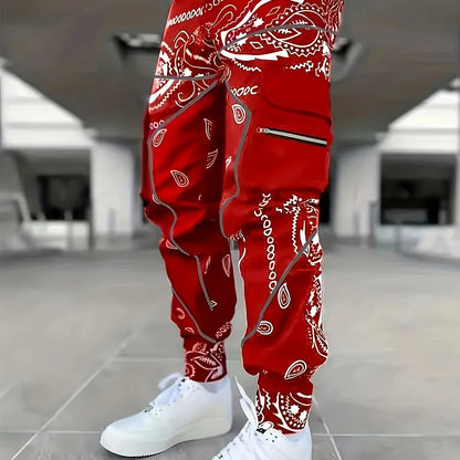 Multi Pocket Loose Fit Cargo Pants, Men's Casual Street Style Joggers with Drawstring for Spring Summer Outdoor Activities