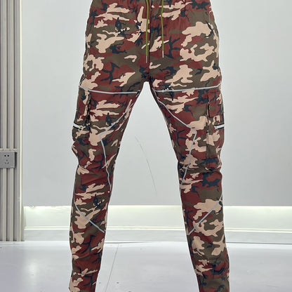 Multi Pocket Loose Fit Cargo Pants, Men's Casual Street Style Joggers with Drawstring for Spring Summer Outdoor Activities