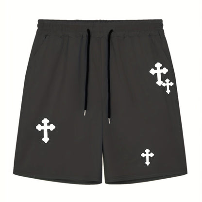 Stretchy Graphic Drawstring Shorts - Men's Comfortable Streetwear Pants for Casual Chic Style, Summer Fashion Outfits with Elastic Waistband and Relaxed Fit
